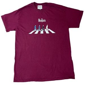 Beatles Abbey Road Crosswalk Maroon TShirt Size M